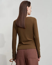Simple Solid Color Asymmetrical Neckline Top