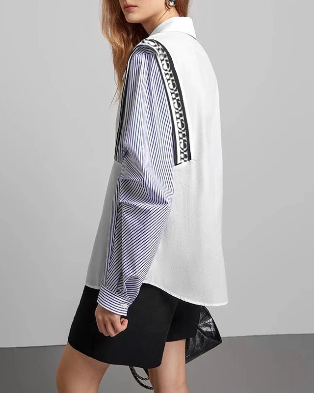 New Minimalist Striped Patchwork Shirt