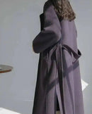 Relaxed Belted Wool Blend Coat