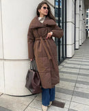 Belted Quilted Long Puffer Coat