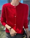 Soft Mink Cashmere O-Neck Cardigan