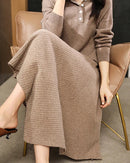 Merino Wool Asymmetric Knit Skirt