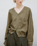 Stylish V-Neck Button-Down Loose Shirt