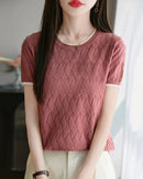 Cotton Jacquard Colorblock Knit Tee