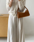 Faux Suede Barrel Shoulder Bag