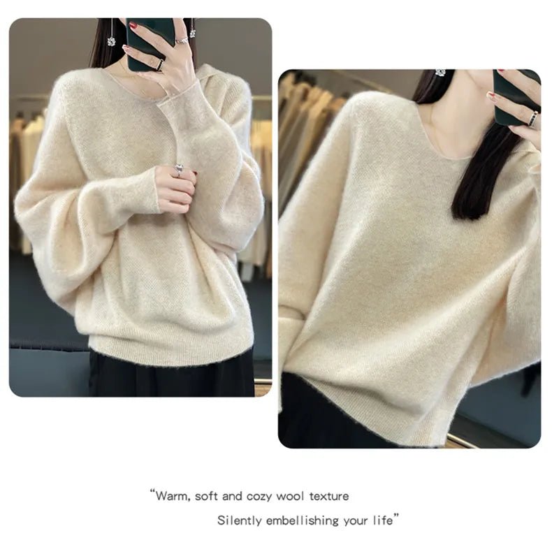 Hooded 100% Wool Knitted Sweater