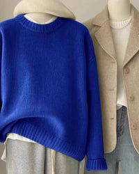 Soft Waxy Round Neck Cashmere Sweater