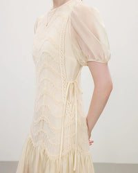 Mesh Embroidery Hollow-Out Patchwork Dress