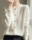 Merino Wool O-Neck Button Cardigan