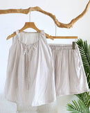 Cotton Gauze Striped Bow Tank Pajama Set