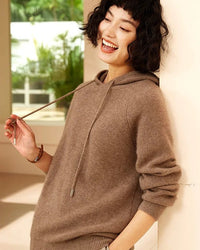 Cashmere Knitted Long-Sleeved Hooded Pullover