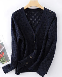 Cotton Openwork V-Neck Cardigan