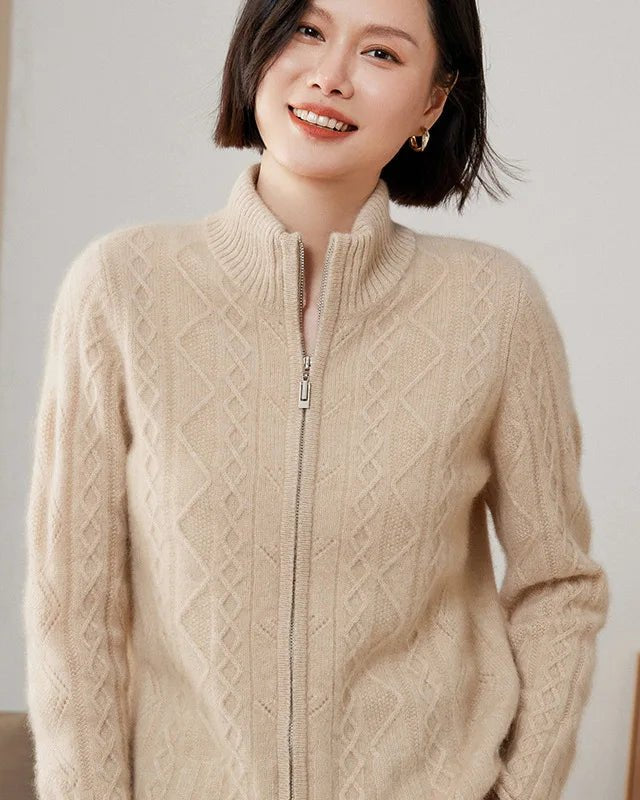 Cashmere Zipper Knit Coat