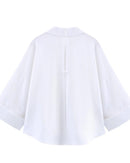 Casual Rolled-Up Wide-Sleeve Striped Shirt