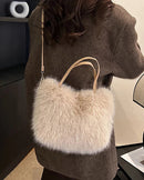 Soft Faux Fur Bucket Tote