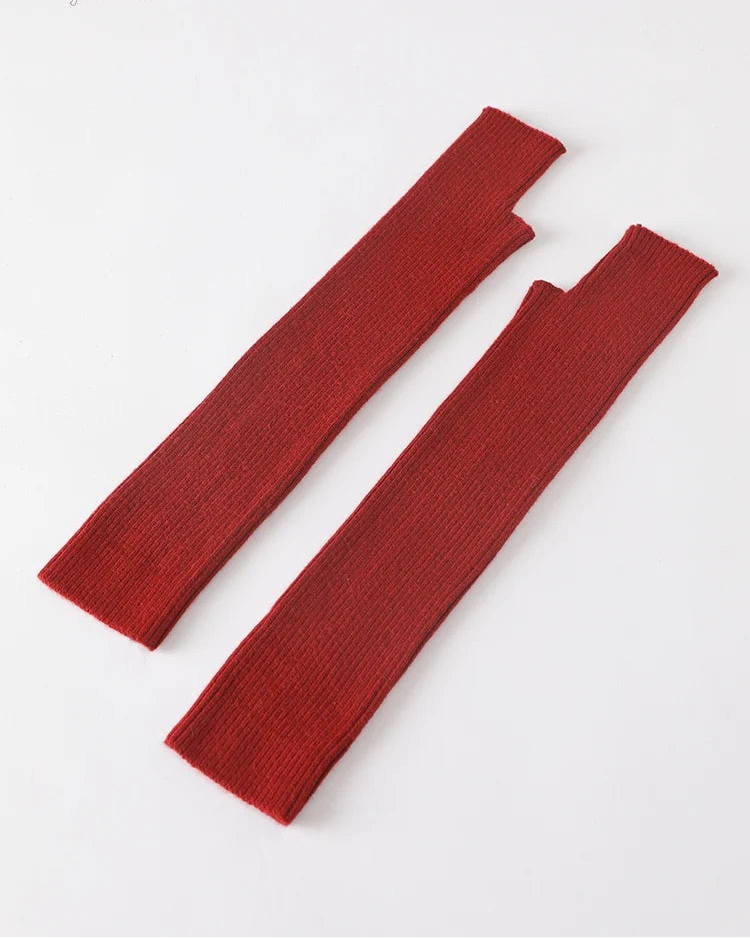 Wool Blend Knit Long Arm Warmers