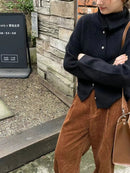 High Neck Pure Wool Short Cardigan