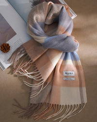 Plaid Wool Fringe Scarf