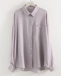 Oversized Linen-Blend Long-Sleeve Shirt