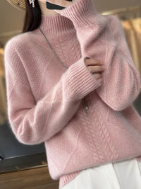 Half High Neck Cashmere Wool Knit Pullover