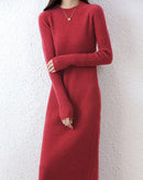 Ribbed Merino Wool Midi Dress