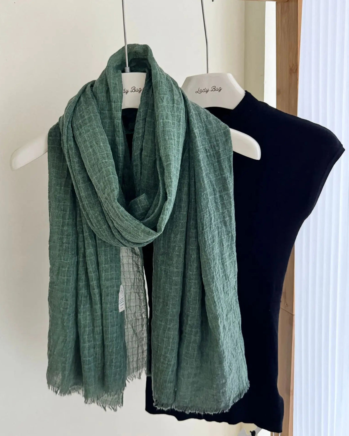 Waffle Texture Cotton Scarf Shawl