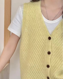 V-Neck Button Knit Sweater Vest