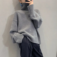 Loose High Neck Wool Pullover Sweater
