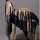 Big Plaid Wool Blended Scarf With Fringed