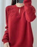 Floral-Embroidered Wool Sweater