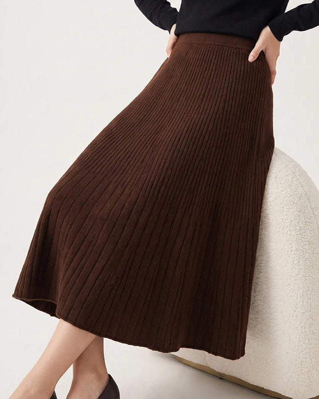 Cable-Knit Cashmere Midi Skirt
