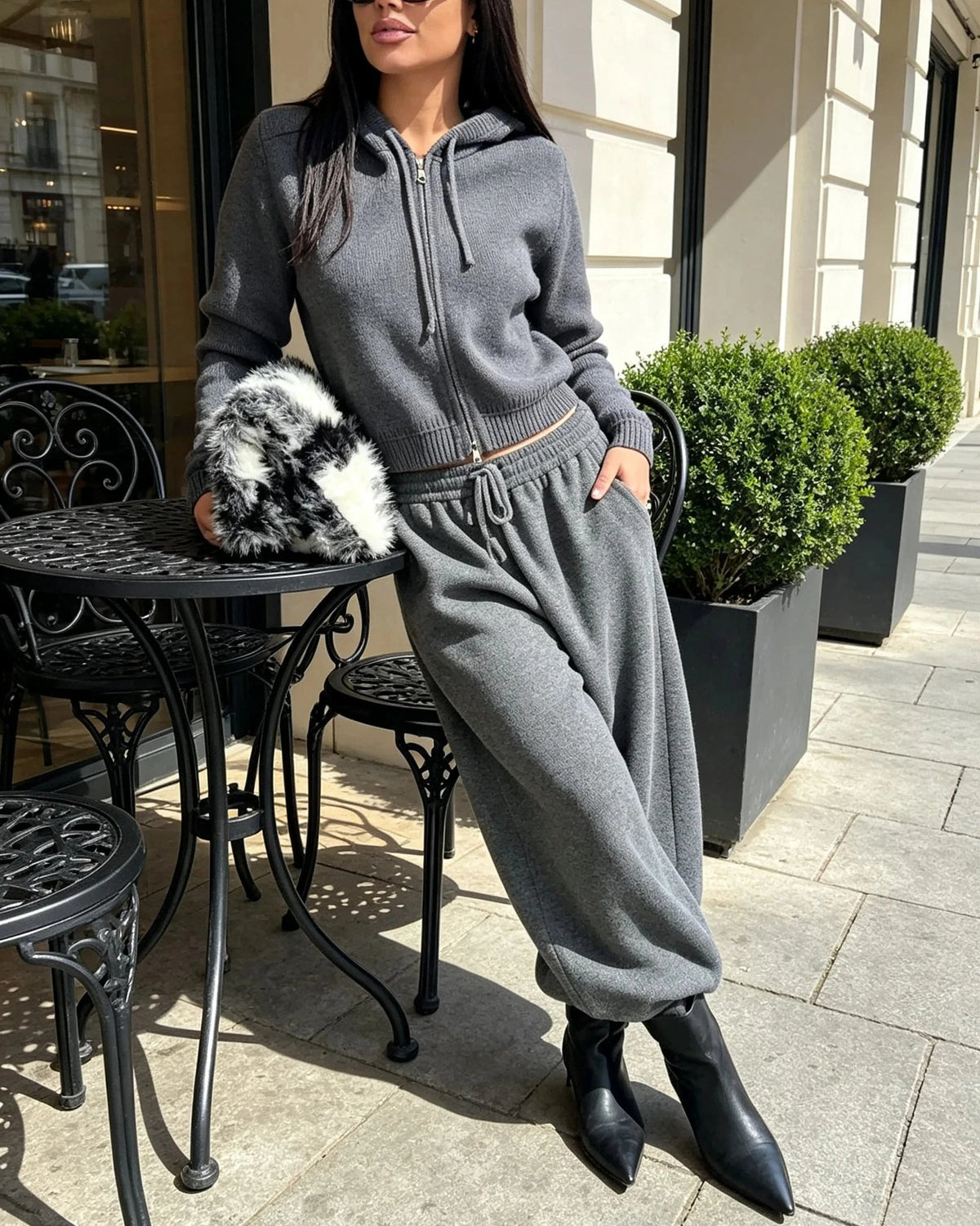 Knit Hoodie Two Piece Set