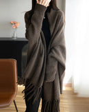 Wool Loose Long-Sleeved Tassel Shawl