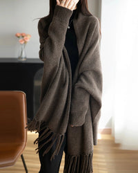 Wool Loose Long-Sleeved Tassel Shawl