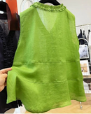 Ruffle Trim V-Neck Woven Blouse