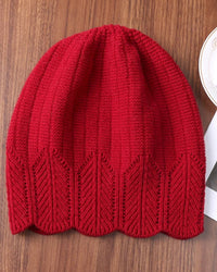 Scalloped Pointelle Wool Beanie