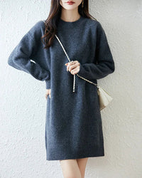 Longline Merino Wool Crewneck Sweater