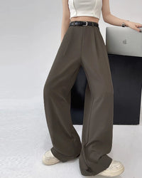 High Waist Wide-Leg Trousers with Belt