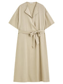 Linen Temperament Lapel Piece Lace Dress