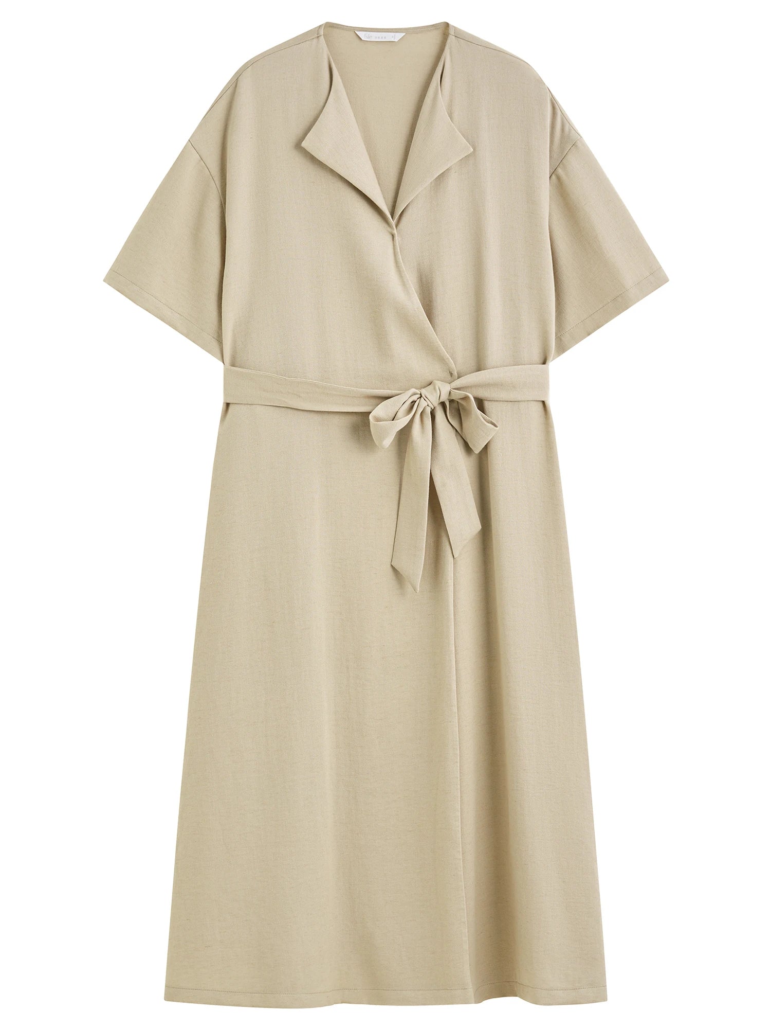 Linen Temperament Lapel Piece Lace Dress