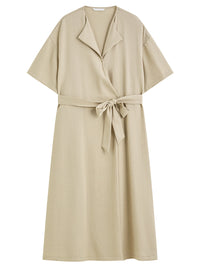 Linen Temperament Lapel Piece Lace Dress