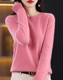 Merino Wool O-Neck Knit Sweater