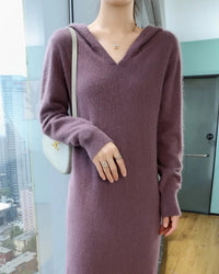 Mink Cashmere Relaxed Hooded Longline Dress