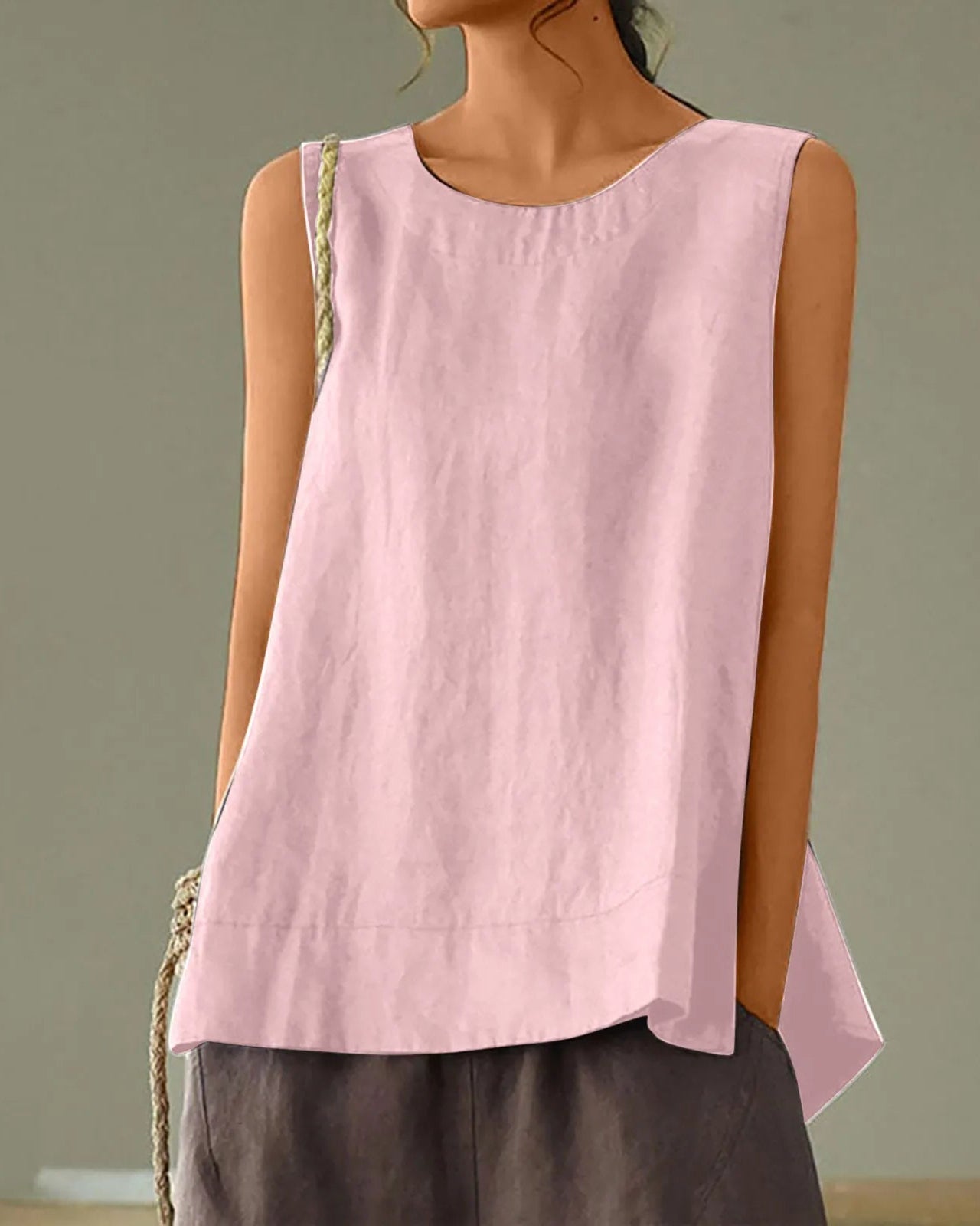 Effortless Woven Sleeveless Layering Vest