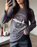 Relaxed Cotton Graphic Long Sleeve Tee