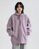 Long Zip-Up Cotton Blend Hoodie
