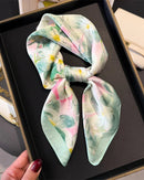 Floral Print Satin Square Scarf