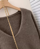 Batik Cashmere V-Neck Loose Sweater