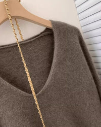 Batik Cashmere V-Neck Loose Sweater