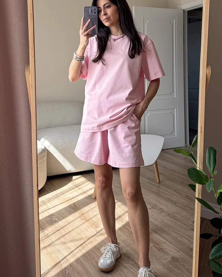 Loose Cotton Knit O-Neck Tee